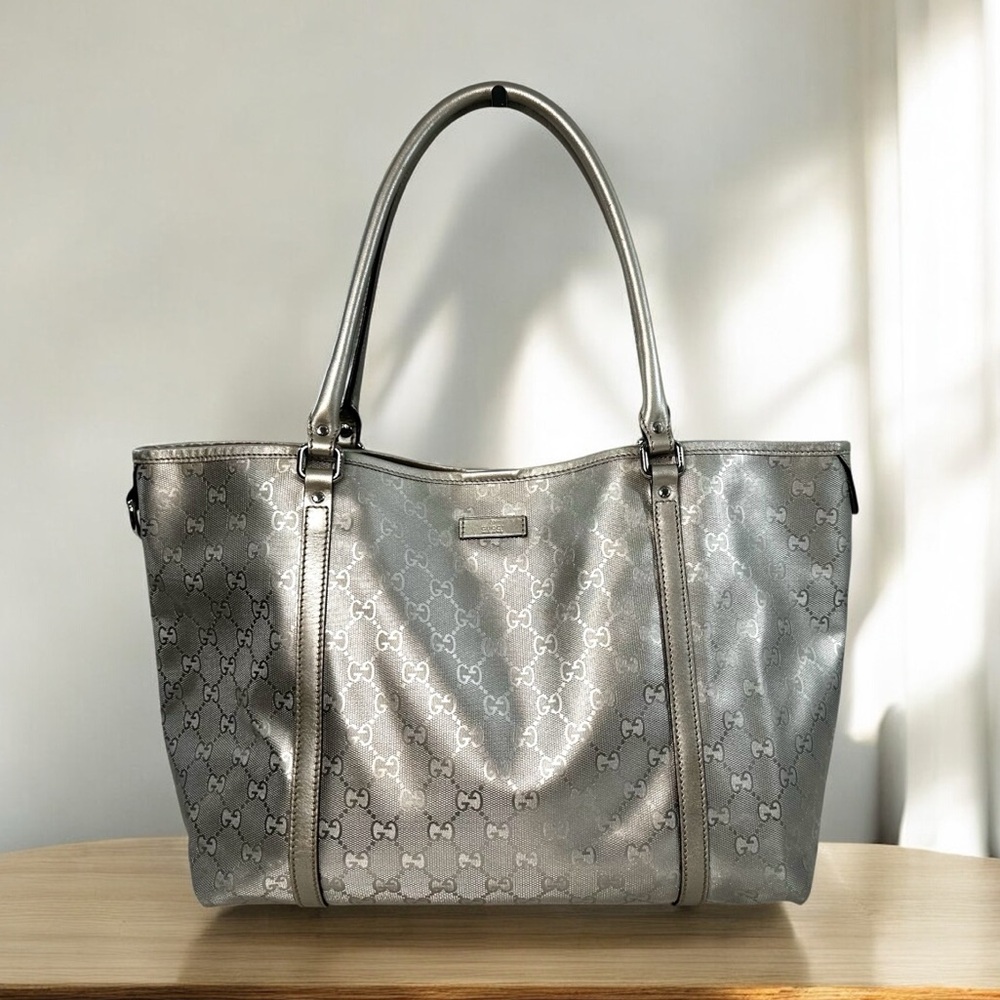 🤍Authentic Gucci Silver Joy GG Imprime Tote